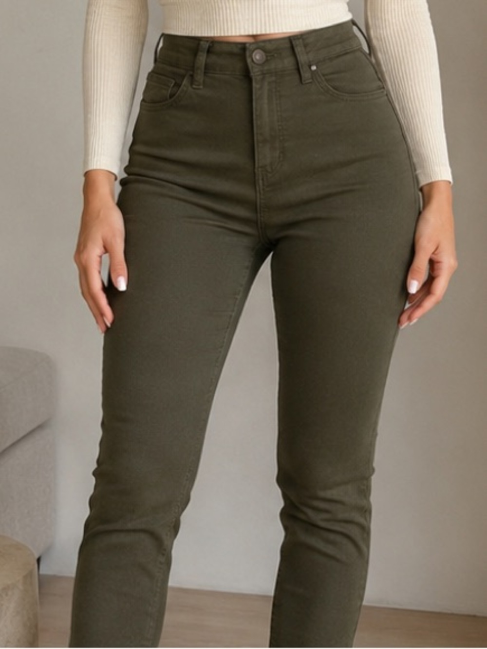 Wax Jean High-Rise Skinny Jeans in Olive
